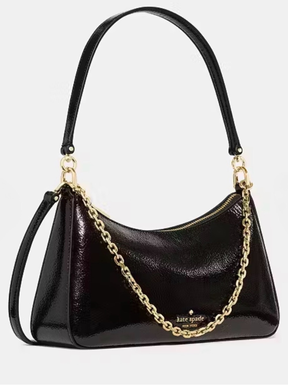 kate spade Margot Shiny Leather Shoulder Bag in Black - Picture 4 of 15